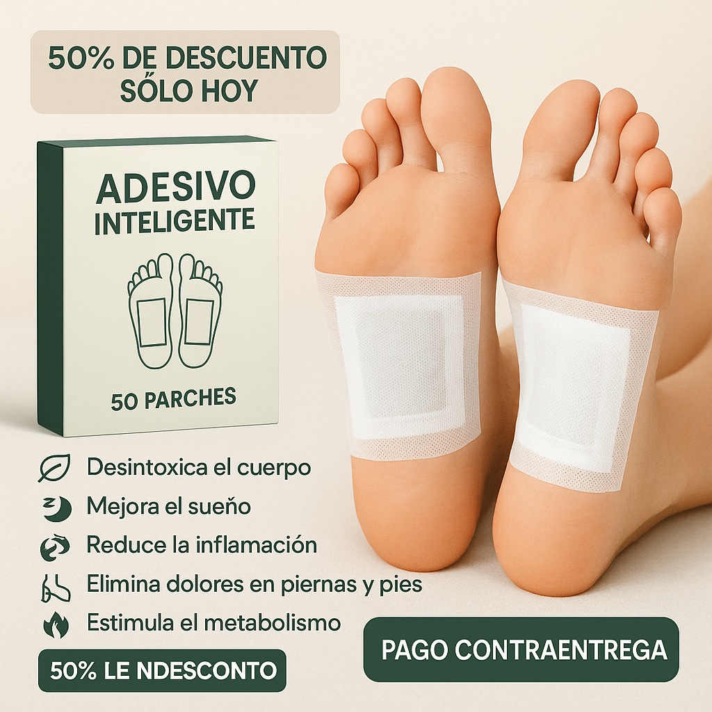 Adhesivo Inteligente Detox - Limpia tu cuerpo naturalmente mientras duermes [50 PARCHES] + [Libro de Jugos Desintoxicantes]